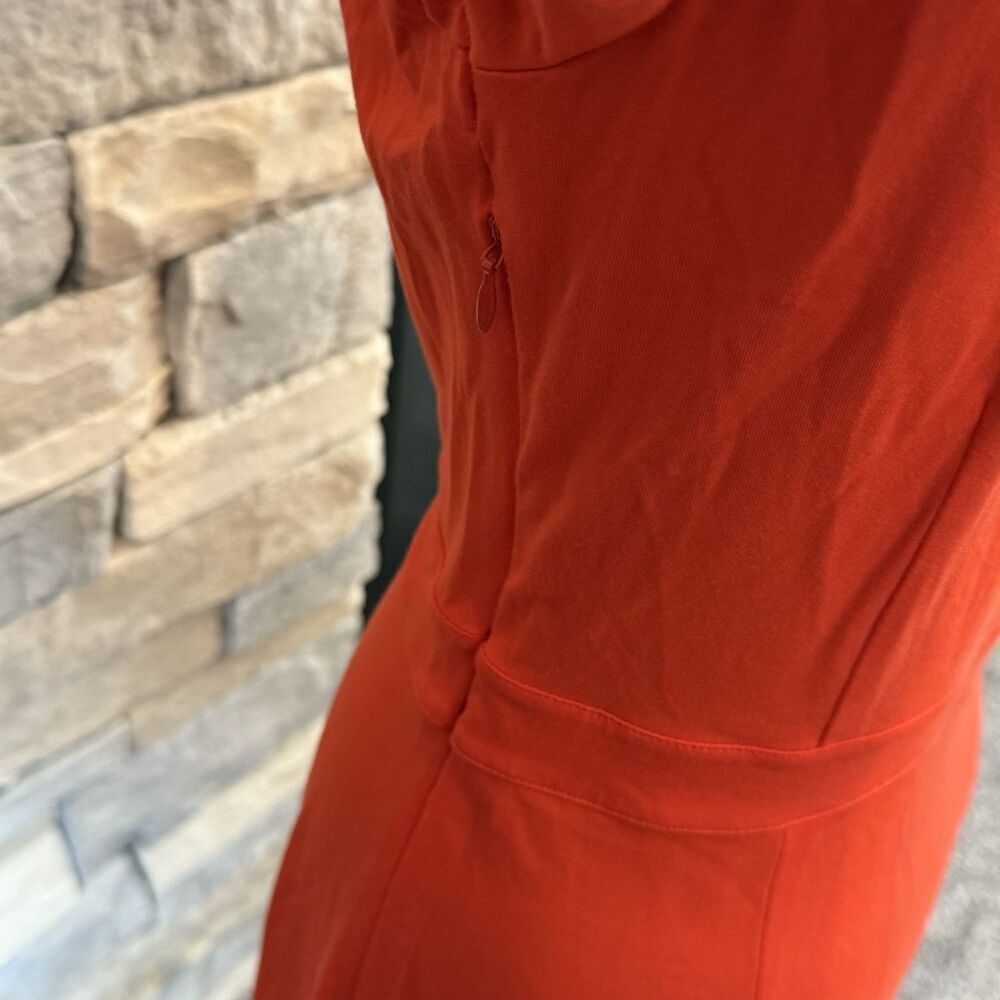 Talbots Petites Red Dress Sz Small Fit & Flare Knit Ruched Dress Casual SP - Picture 3 of 4